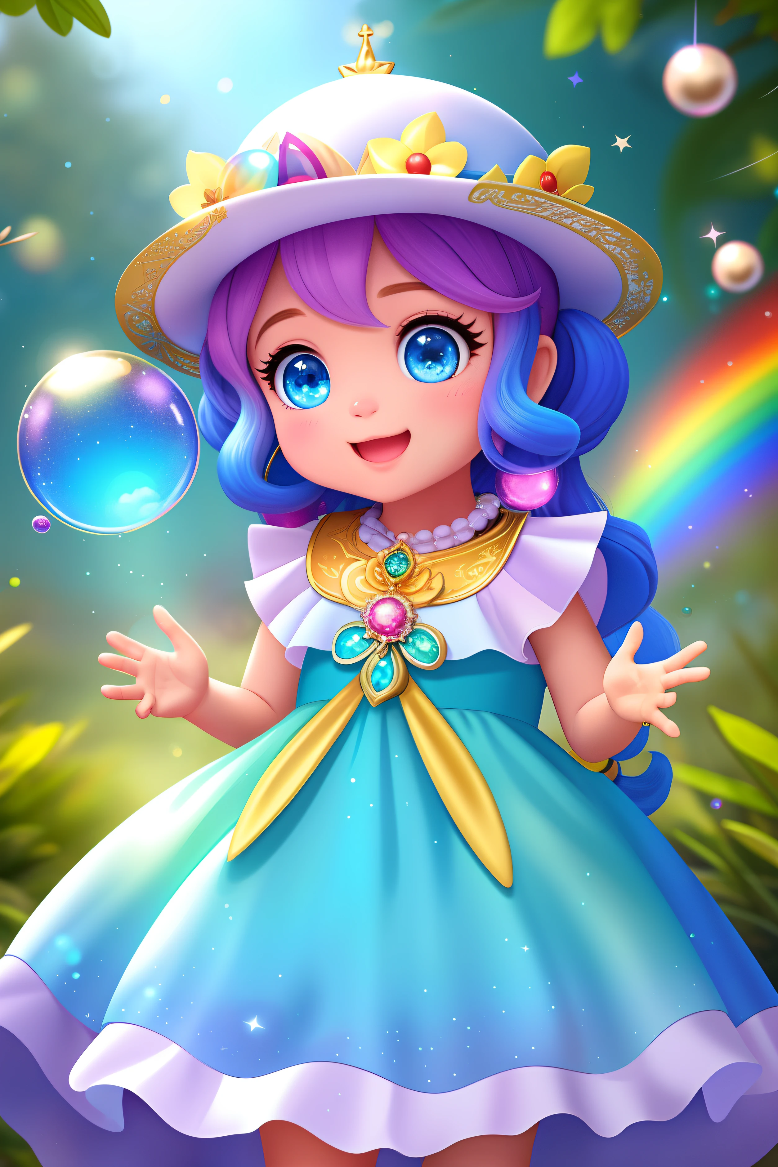 description:
Bubblina is a magical and charming little creature who lives in a fantasy world full of color and joy. Ela tem o tamanho de um pequeno coelho, But your body is made of shimmering bubbles that glow and change color according to your emotions. His eyes are two little stars that blink with curiosity and tenderness.
Personalidade:
Bubblina is curious and cheerful by nature. Ela adora explorar os recantos do mundo ao seu redor, sempre com um sorriso radiante no rosto. Her naivety is endearing and she sees the best in every situation. Bubblina is a friend of all the beings she encounters, Das menores criaturas aos gigantes mais assustadores. She believes that friendship and compassion can overcome any obstacle.
Habilidades:
Magic bubbles: Bubblina can create magic bubbles that have unique properties. Some are bubbles of joy that make everyone laugh, while others are bubbles of calm that soothe afflicted hearts. It can also make floating bubbles to get around in the air.
Animal Understanding: Bubblina possui a capacidade de se comunicar com os animais, entendendo suas necessidades e sentimentos. Isso a ajuda a construir amizades com criaturas de todas as formas e tamanhos.
Dance of the Stars: Em noites claras, Bubblina likes to dance under the stars, creating bright patterns in the night sky with its magic bubbles, enchendo-o de luz e magia.
Background Story:
Bubblina nasceu da alegria pura e da magia do mundo ao seu redor. She emerged from a rainbow during a golden sunset, trazendo consigo o dom de espalhar felicidade por onde passa. Since then, ela tem viajado por terras encantadas, fazendo amigos e trazendo sorrisos a todos que cruzam seu caminho.
Characteristic costume:
Bubblina wears a short dress made of flower petals and bright leaves, adorned with small iridescent pearls. Around his neck, ela usa um colar com um pingente de estrela, symbolizing your connection to the night sky. Suas asas , Disney