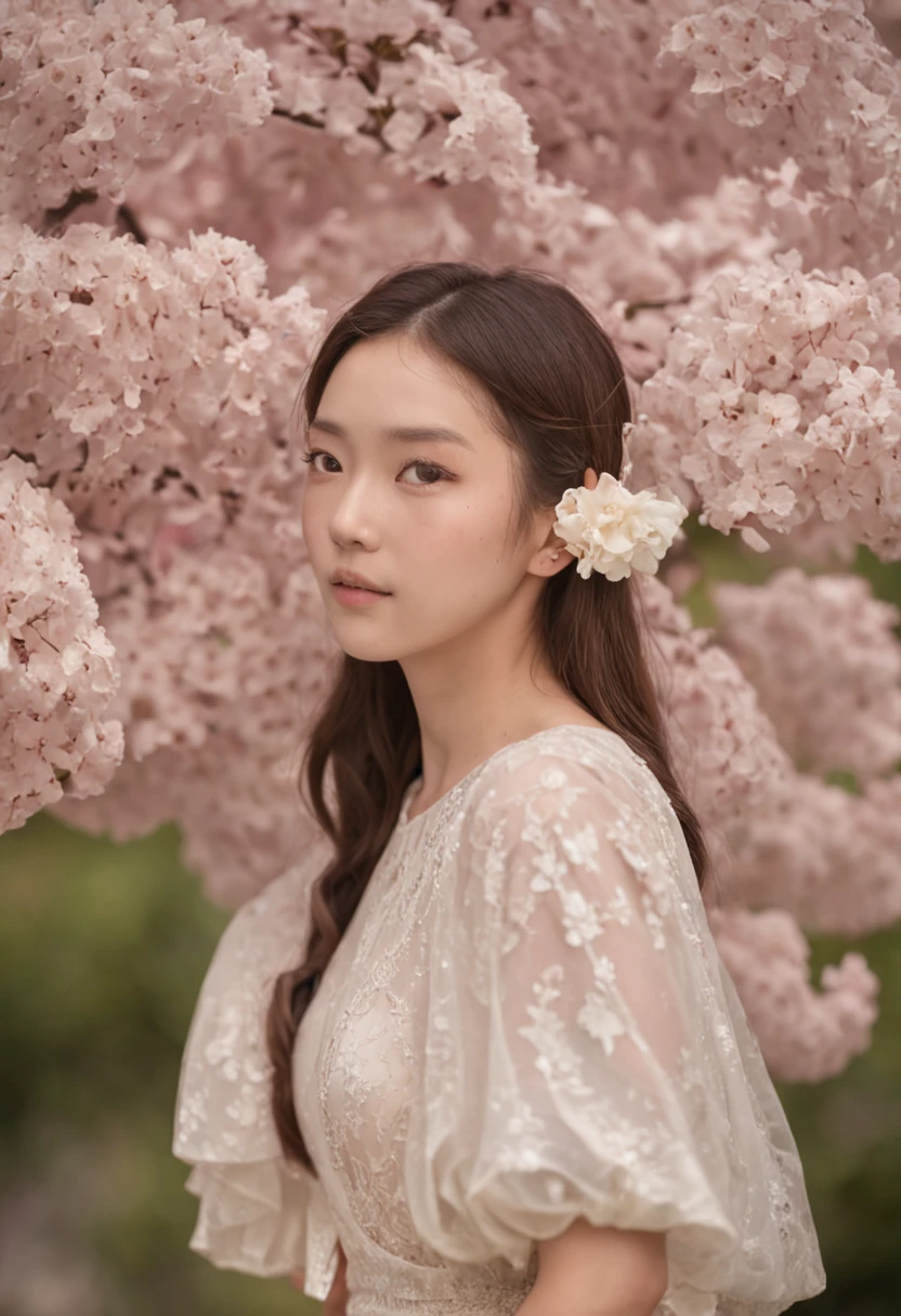 masterpiece、top-quality、Movie stills、morning、stroll。pup、1girl in、Cloud Girl、floating in sky、a closeup、发光、Happiness、Fresh morning sunshine、(Spark:0.7) 、stroll、landscapes