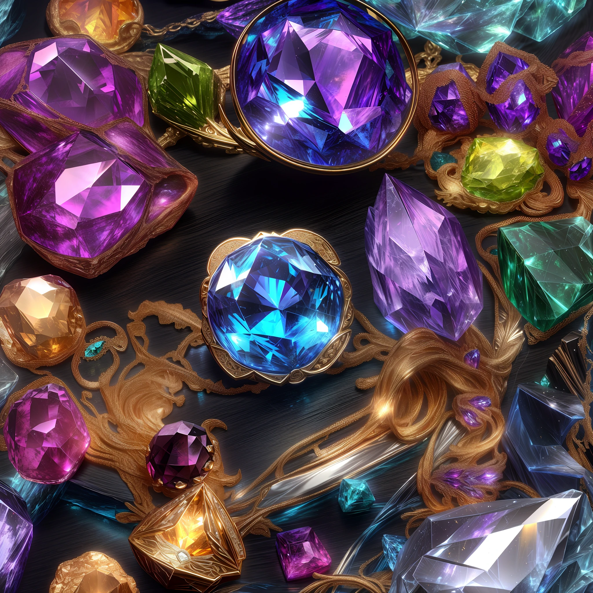 (Girlish style: 1.2), (Full Focus: 2), (Everything in Display Cabinet: 1.3), (coin |Magic Items | Colorful Gems | Cherry Blossoms | Printed Silk Products | Medals | Ores | Obsidian | Pearl | Emerald | White Jade | Amethyst | Sapphire | Gold Products | Silver Products | Purple Gold | Magical Jewelry | Antiques | Ruby | Orange Gem | Blue Gem | Topaz |: 2), Magic Symbols, Magic Particle Effects, High Tech Luxury, High Value Jewelry, High Value Metal, Luxury items, no puzzles, detailed and complex backgrounds, sparkling, reflective light, ultra high definition, award-winning, a high-resolution, high detail texture, contrast between light and dark, cinematic lighting, masterpieces, ray tracing, structurally correct, super details, high-quality, high detail, best quality, 16k