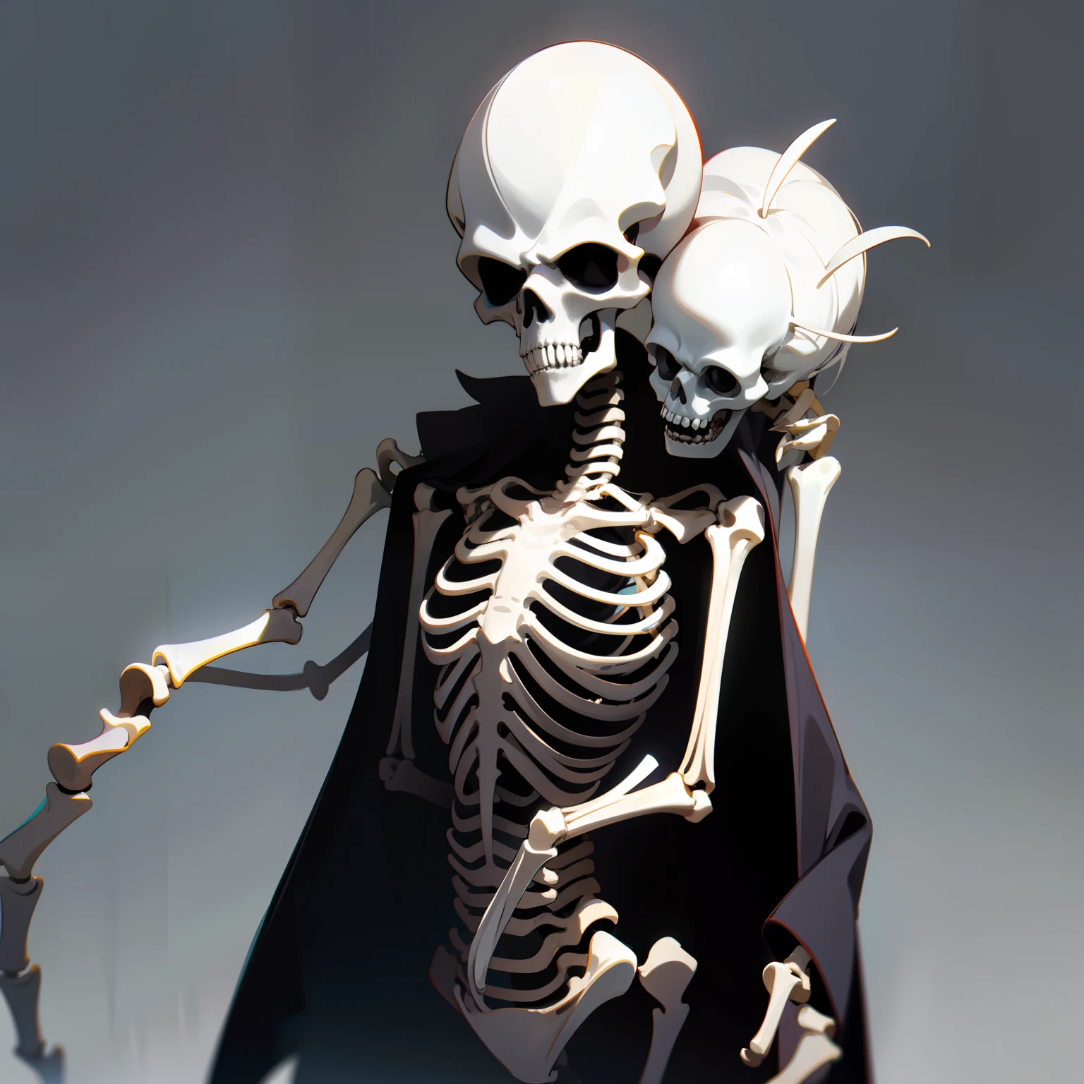 A skeleton monster，without background，adolable