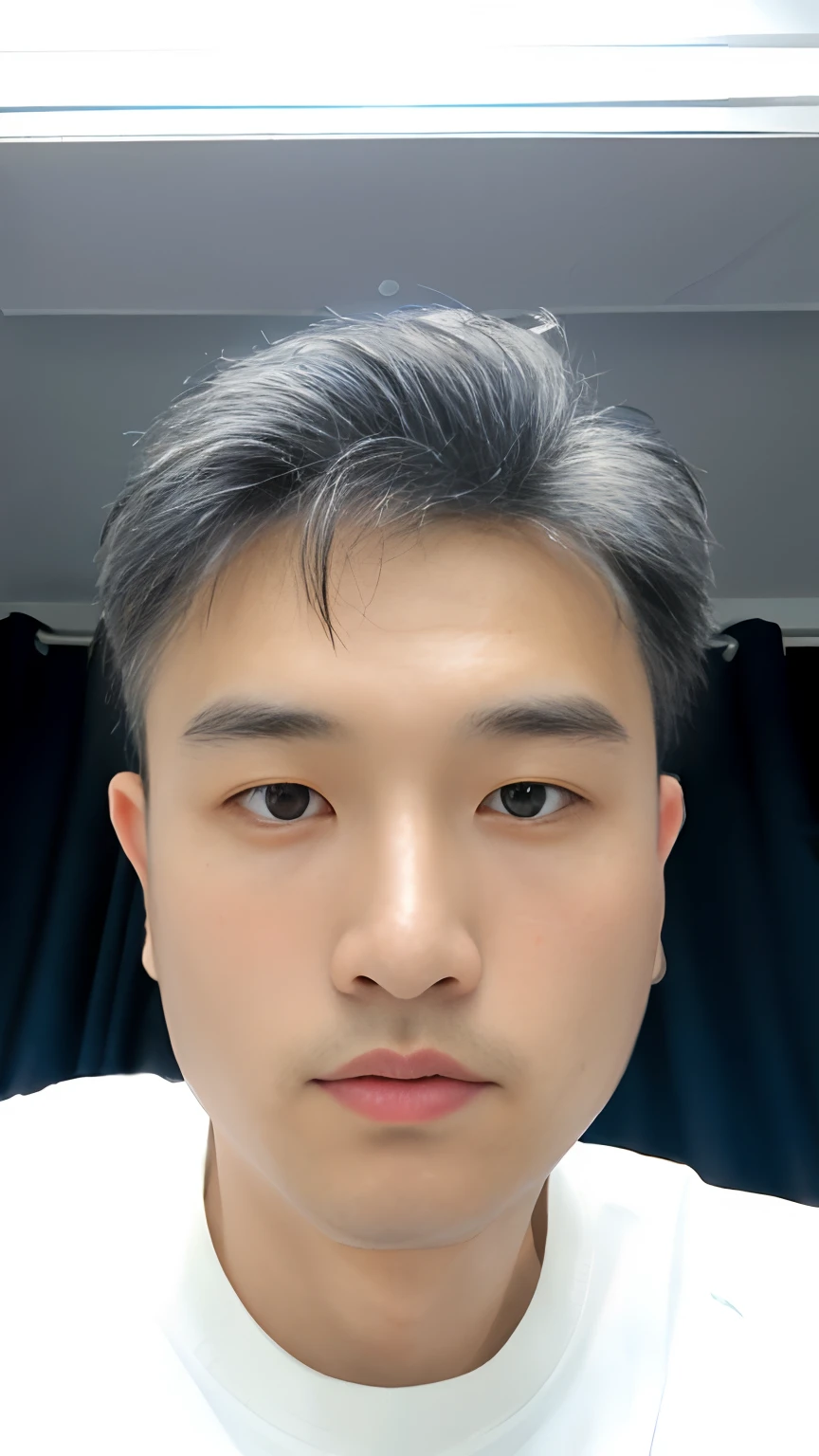 (Korean male, Eyes, 1 Wear a dark blue suit over a white crewneck shirt,Wear dark blue trousers, No tie, Attractive and serious look, kurzes dunkles Haar, Straight hair, Rollover, Slightly exposed forehead, Shaved and moderately muscular body (high quality and realistic image), Sit in a work chair against dark black office and cinematic lighting background ((Best quality, 8K, Masterpiece)