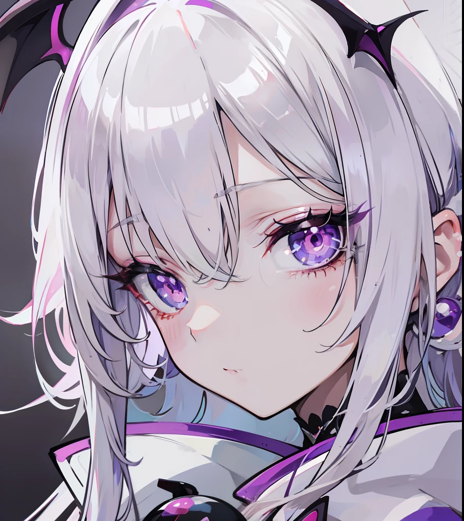 Creamy white hair，Deep purple pupils，Cute and seductive succubus girl