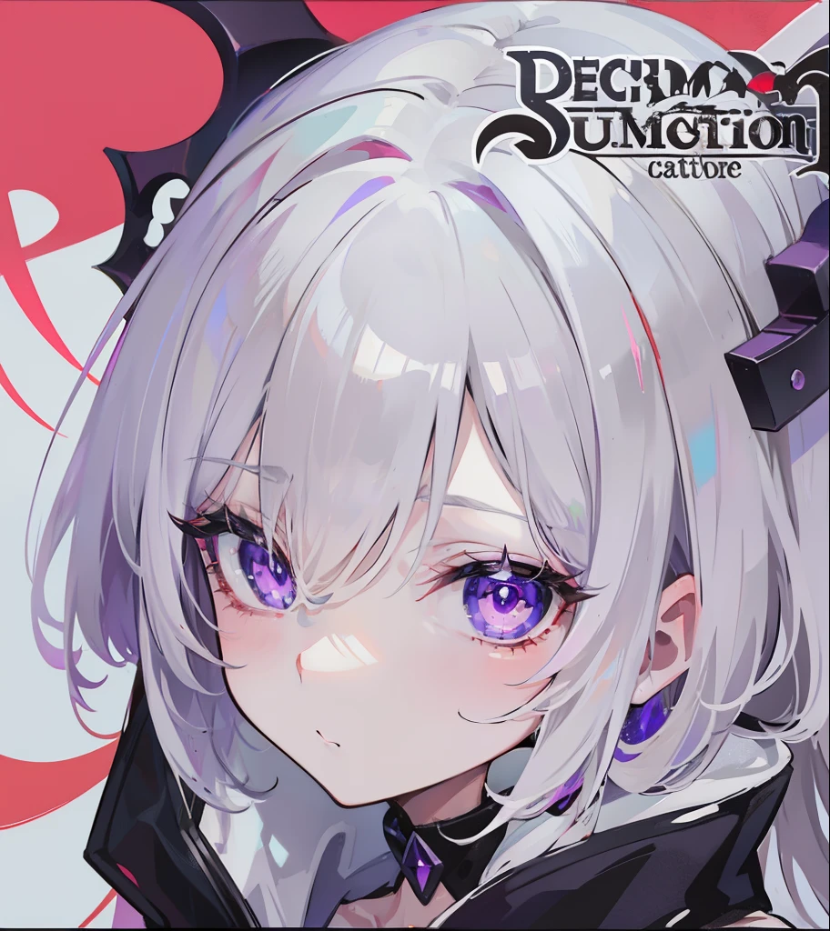 Creamy white hair,Deep purple pupils,Cute and seductive succubus girl