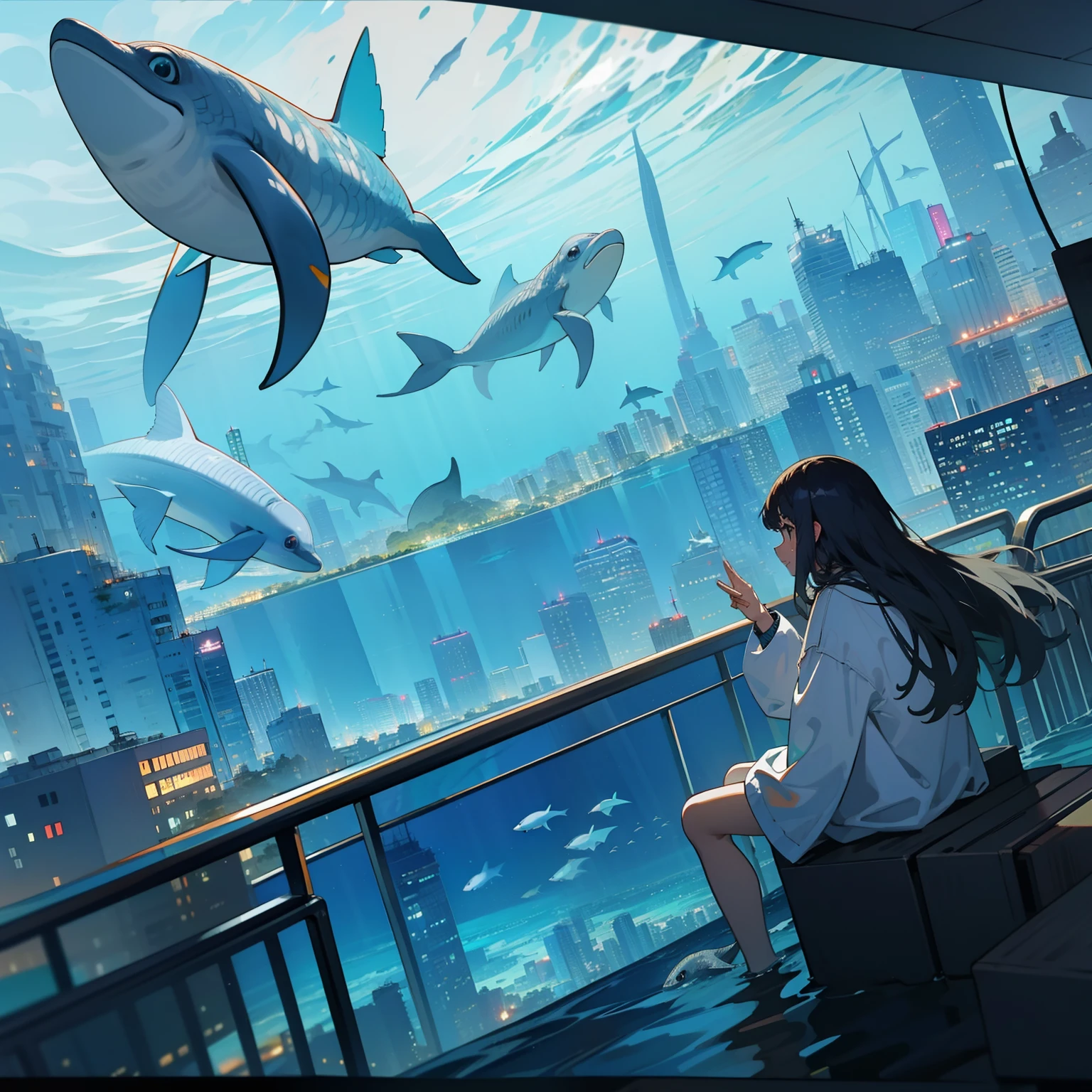 Cidade no fundo do mar: Imagine a futuristic city built on the ocean floor, onde os seres humanos aprenderam a viver em harmonia com as criaturas marinhas. Descreva a rotina de um habitante dessa cidade, From the moment you wake up in your apartment with windows overlooking the ocean to your daily activities, como explorar recifes de corais, interact with dolphins and participate in underwater scientific research. What are the peculiarities and challenges of living in a submerged city?