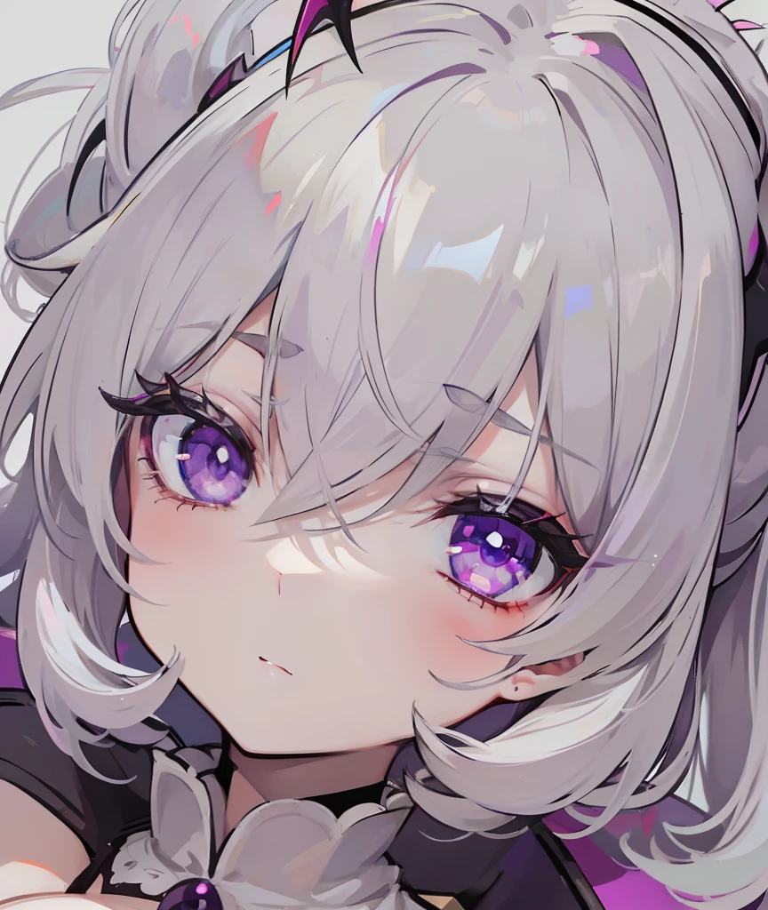 Creamy white hair，Deep purple pupils，Cute and seductive succubus girl