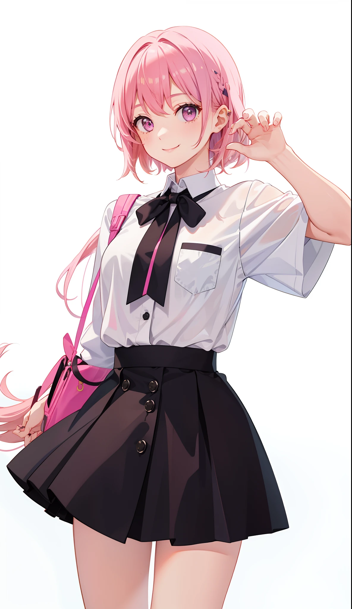 1girl in、A smile、A delightful! The shirt、skirt by the、Pink hair(small )