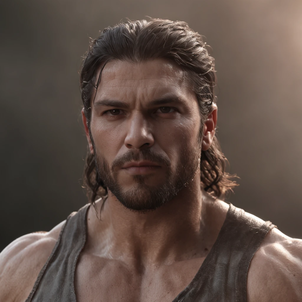 (Professional 3D rendering:1.3) de (Realistic:1.3) Foto de arte mais bonita do mundo,Features soft, bright male heroes, ((Epic hero fantasy rough muscular man wet hero angry look long hair short beard and fierce expression in dynamic pose, fantastic location, majestoso ambiente desordenado)), corpo inteiro 8k unidade render, action shot, poros da pele, very dark lighting, sombreamento pesado, circunstanciado, Rosto detalhado, (vibrante, fotogrdeia realista, Realistic, Dramatic, Escuro, foco nítido, 8k), (Old leather clothes damaged by bad weather:1.4), ((((Use peles)))), (intrincado:1.4), decadente, (altamente detalhado:1.4), pintura digital, rendering by octane, art stations, Conceito-Arte, liso, foco nítido, illustration, germe da arte, (Loish:0.23), Wlop Ilya Kuvshinov, e Greg Rutkowski e Alphonse Mucha Gracias, (global ilumination, studiolight, Light Volumetric), chuva forte, floating particles, patife, fantasia, Onze, corpo inteiroesbian, ((Fundo escuro e antigo da cidade:1.3)),CGSesociedade,art stations