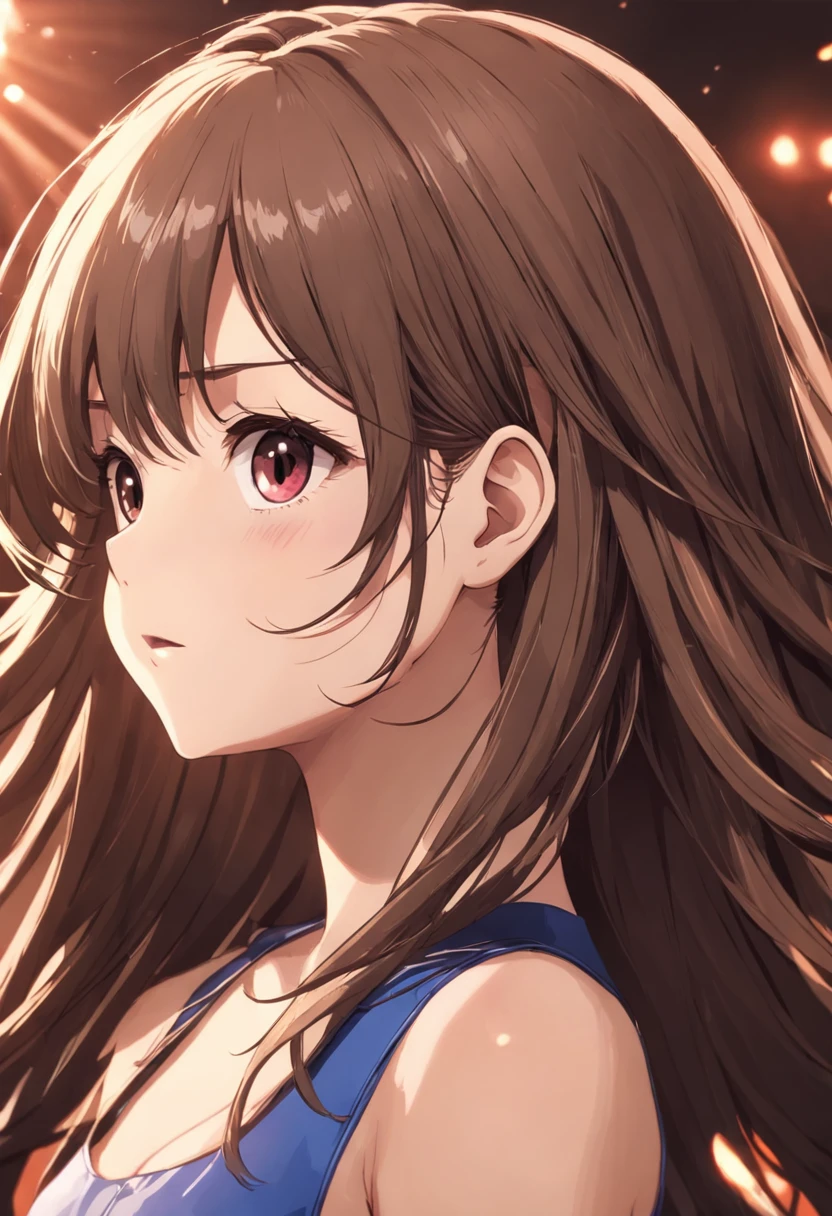 1girl,sozinho,master part,best quality,ultra-detalhado,(brown hair:1.1),cabelo soprado,(detalhes do cabelo:1.1),fundo em tons de cinza,(Excelente cor do cabelo:1.1),Realistic,Realistic hair,Photos taken with Sony cameras,Cabelos brilhantes,(facing the audience:1.1),fundo simples,(the hair is all on a shiny surface:1.3),detalhes finos da linha do cabelo,(Destaques do cabelo:1.2),(Destaque da linha do cabelo:1.1),(Ponta de cabelo em destaque:1.2),(foto de meio corpo:1.3),(parte superior do corpo:1.2),(Da cintura para cima:1.2),(cor de gradiente leve:1.2),model of hair salon,fundo com contraste com o cabelo,Poros faciais,maquiagem,
