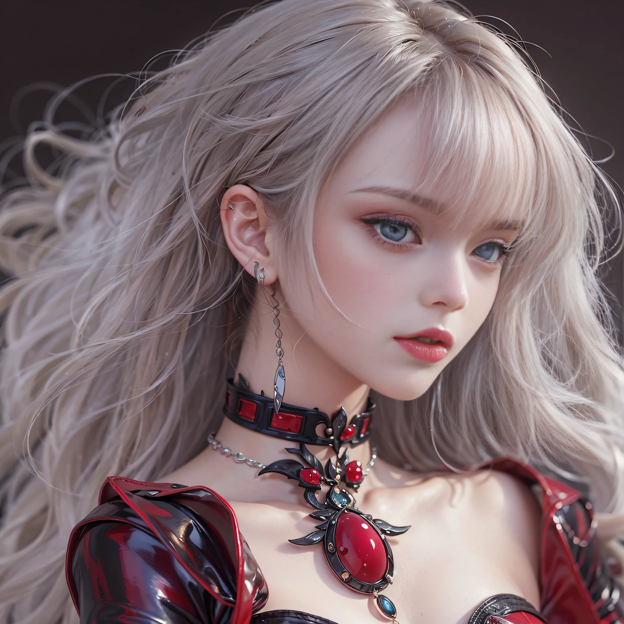((masterpiece:1.4)、(top-quality:1.4)、(reallistic:1.7))、a beauty girl、Super sexy daughter、Super beautiful girl、1girl in、Glossy luxury latex、Luxury Latex Bodysuit、By Luis Royo、age19、Super Ultra Ultra Bikini、beautiful countenance、kawaii faces、Beautiful udder、Beautiful ass、A detailed eye、beautidful eyes、Raw photo、red-lips、Red high heels、a choker、a necklace、耳Nipple Ring、