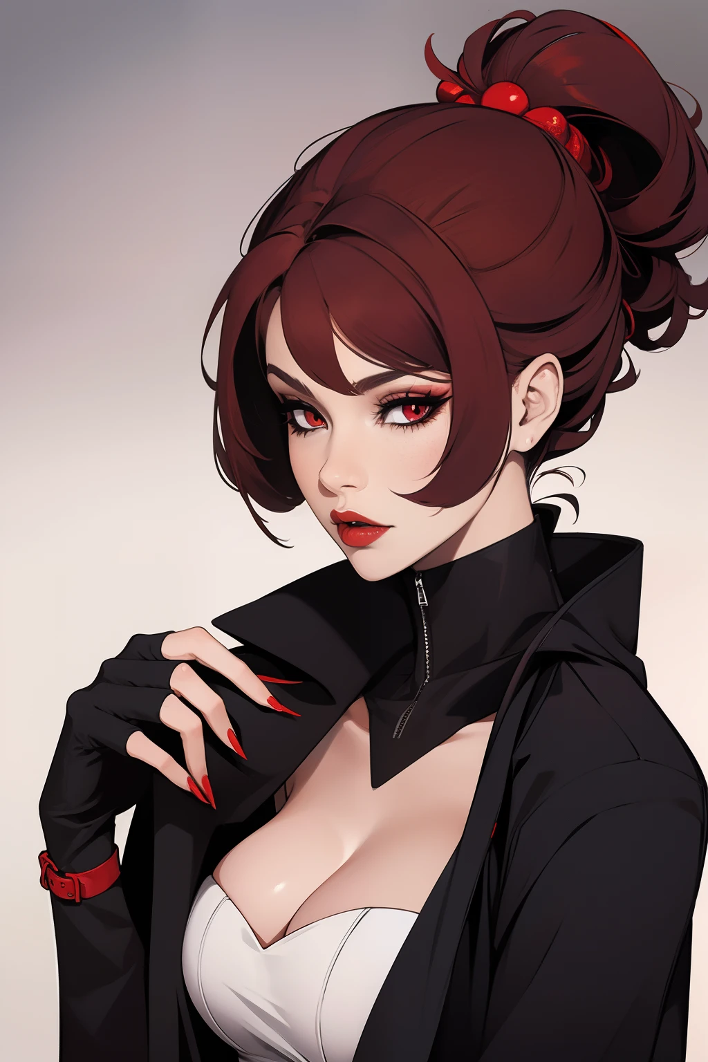 Vampire with red eyes and black coat