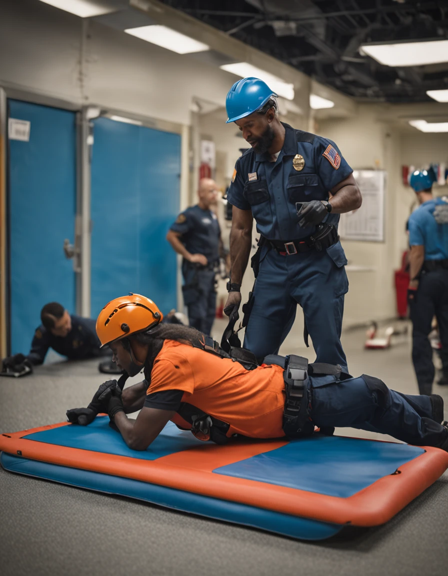 Rescuers 1, 2 and 3 adjust their positions and complete the rolling maneuver by positioning the victim supine on the board.
If necessary, they can adjust the victim on the board by sliding it up and down.