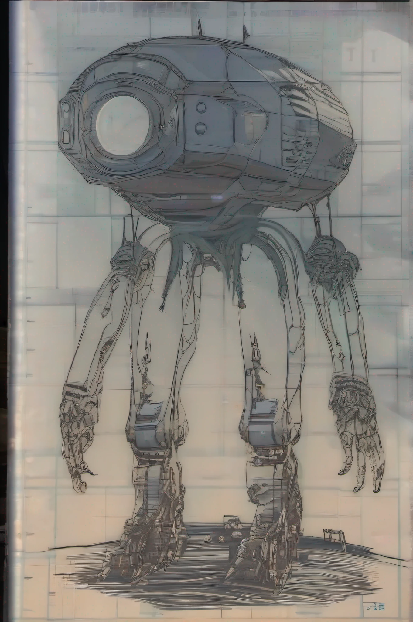 some 👽 et like gray translucent transparent, only silhouette, There were 5 of them 3 lowered manipulating a machine and two
doing hand signs,