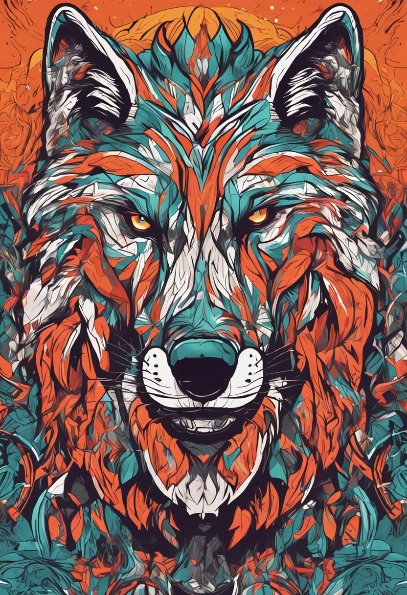 Crea un logotipo de lobo para un canal digital con vibrante, High-resolution colors