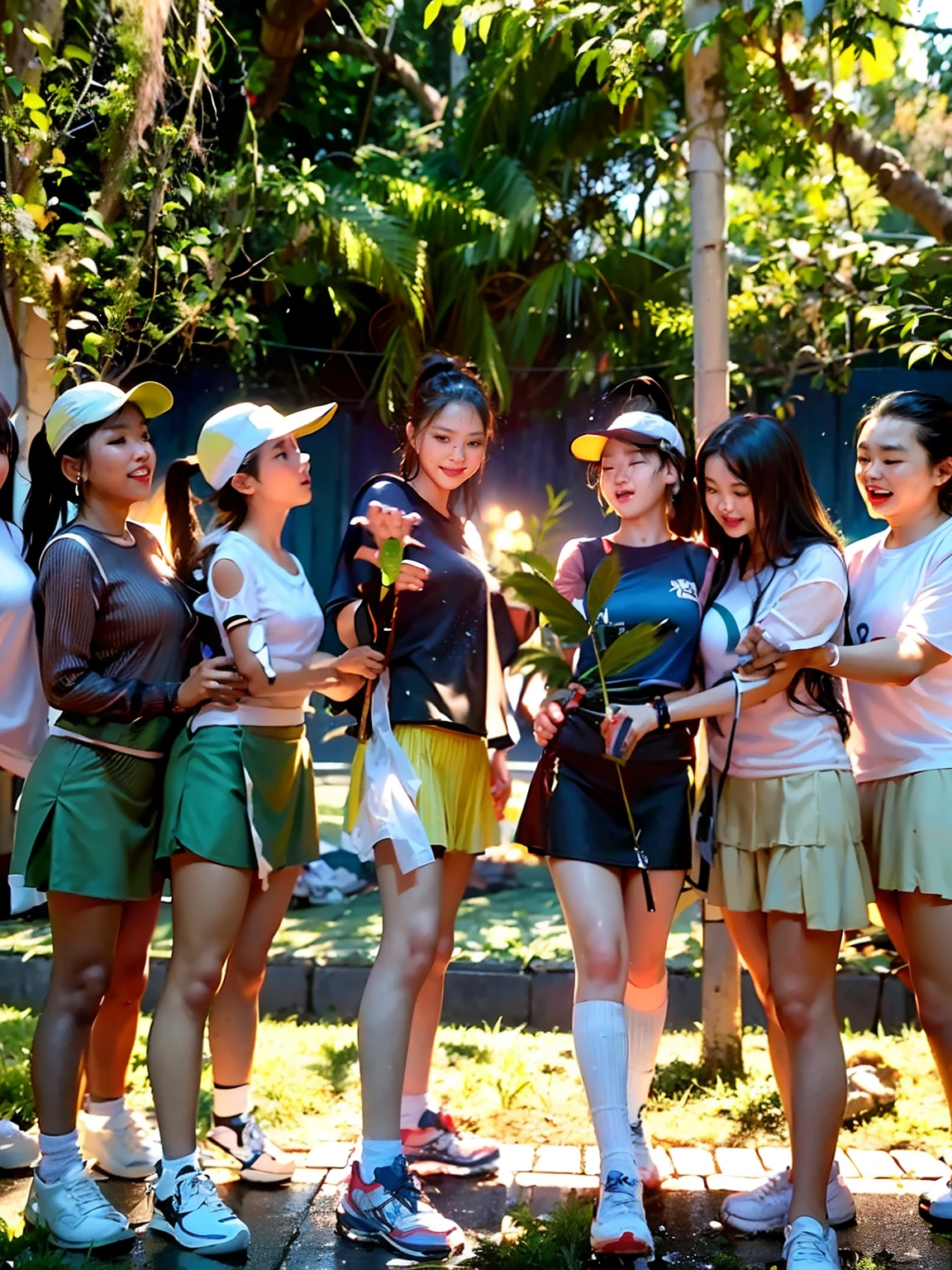 (8K, Best quality, Masterpiece:1.2), (Realistic, photo-realistic:1.37), Ultra-detailed,Best quality, 超高分辨率, Professional lighting, photon maping, Radio City, Physically-based rendering, Cinematic lighting, Clear sky,
basketball playground,Depth of field, Sharp focus,rays of sunshine, well-composed,(Bokeh:1.2)
1girll,Solo,(full bodyesbian), (Closed mouth),Beautiful detailed eyes, Pose, Narrow waist, Tennis dress, Tennis skirt, tennis uniform,
Black hair,Messy hair,long hair floating in the wind,(Ulzzang-6500:1.2), pantyshot, (rained, See-through, Wet shirt, Wet hair, Wet clothes:1.2),