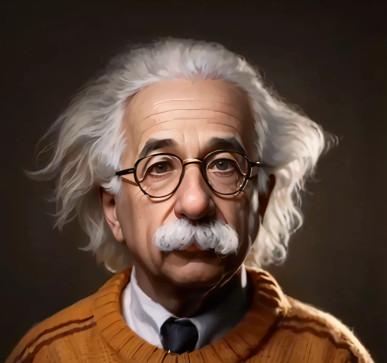 A closeup of a man with a mustache and glasses, albert einstein, Einstein, Retrato de Einstein, Retrato de Albert Einstein, homem inteligente, Retrato VFX altamente detalhado, inspirado em Leo Leuppi, retrato vfx altamente detalhado de, genie, foto de retrato, retrato de alta qualidade, albert einstein as a ager, Velho com bigode, pintura digital fotorrealista, Directed by: Galen Dara