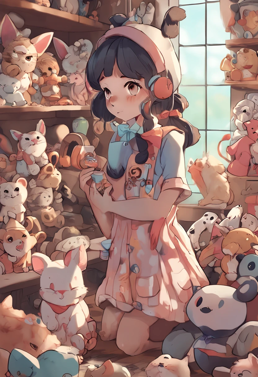 Anime girl with lots of stuffed animals and cats, cute detailed digital art, Poe Ryan Yee, Beautiful Art Style, Adorable Digital Painting, Beautiful digital art, Cute detailed illustration, digital anime illustration, 3D rendering of official art, Official art in high definition, Official illustration of the character, anime stylized, kawaii hq render, pokemon art style, Cute illustration, detailed fan art