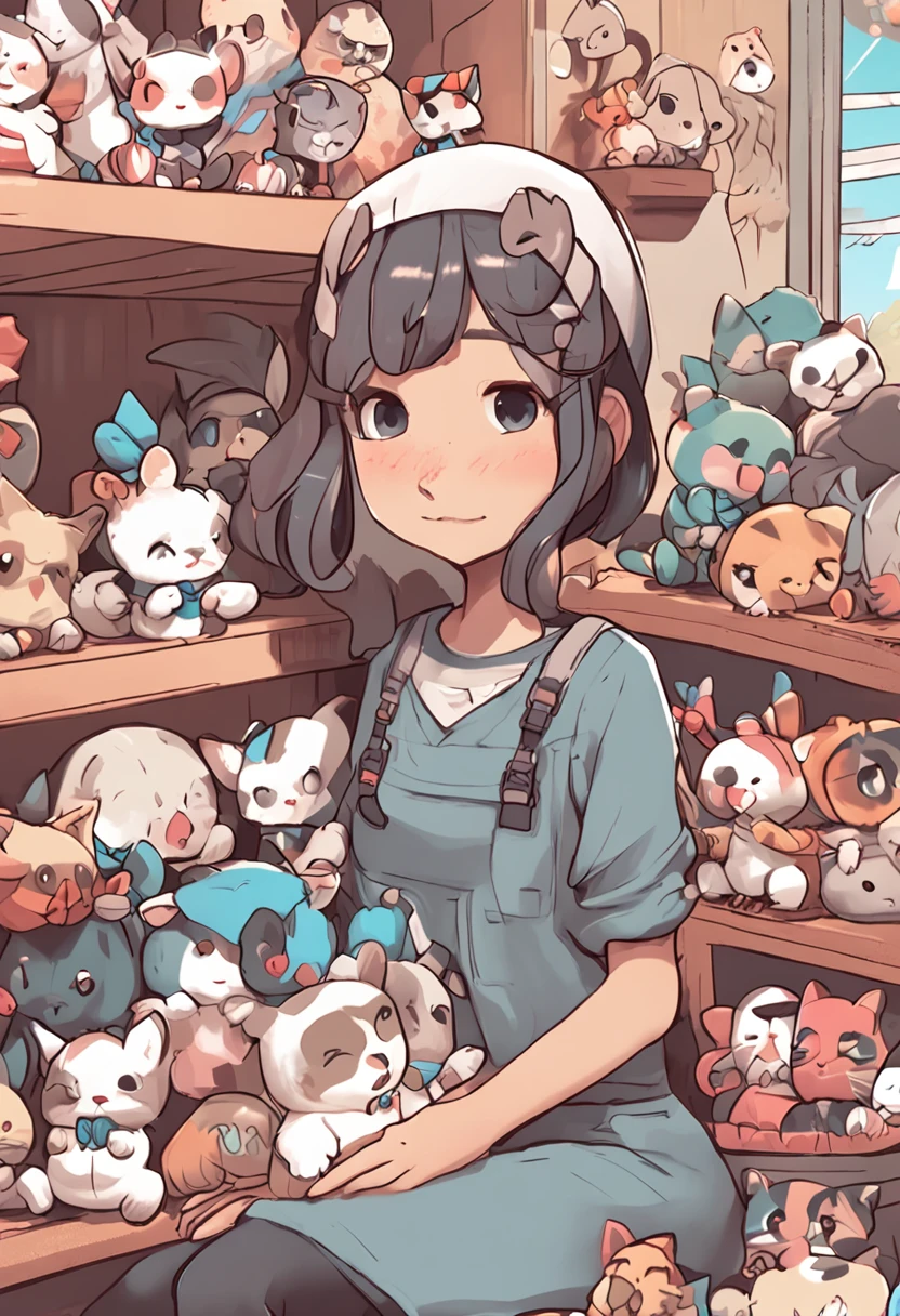 Anime girl with lots of stuffed animals and cats, cute detailed digital art, Poe Ryan Yee, Beautiful Art Style, Adorable Digital Painting, Beautiful digital art, Cute detailed illustration, digital anime illustration, 3D rendering of official art, Official art in high definition, Official illustration of the character, anime stylized, kawaii hq render, pokemon art style, Cute illustration, detailed fan art