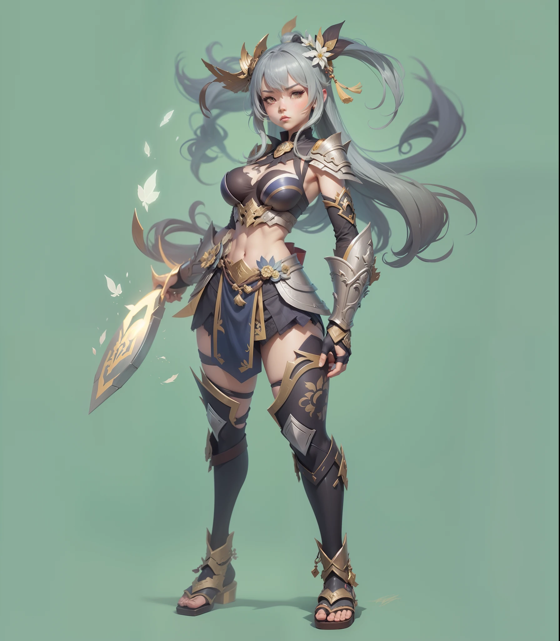 Close-up of a woman with sword and armor, rossdraws 1. 0, wlop rossdraws, armor girl, rossdraws cartoon vibrant, rossdraws 2. 0, inspired by Rossdraws, warrior character design, cushart krenz key art feminine, rossdraws 2. 5, colorful concept art, rossdraws digital painting, digital 2d fantasy art