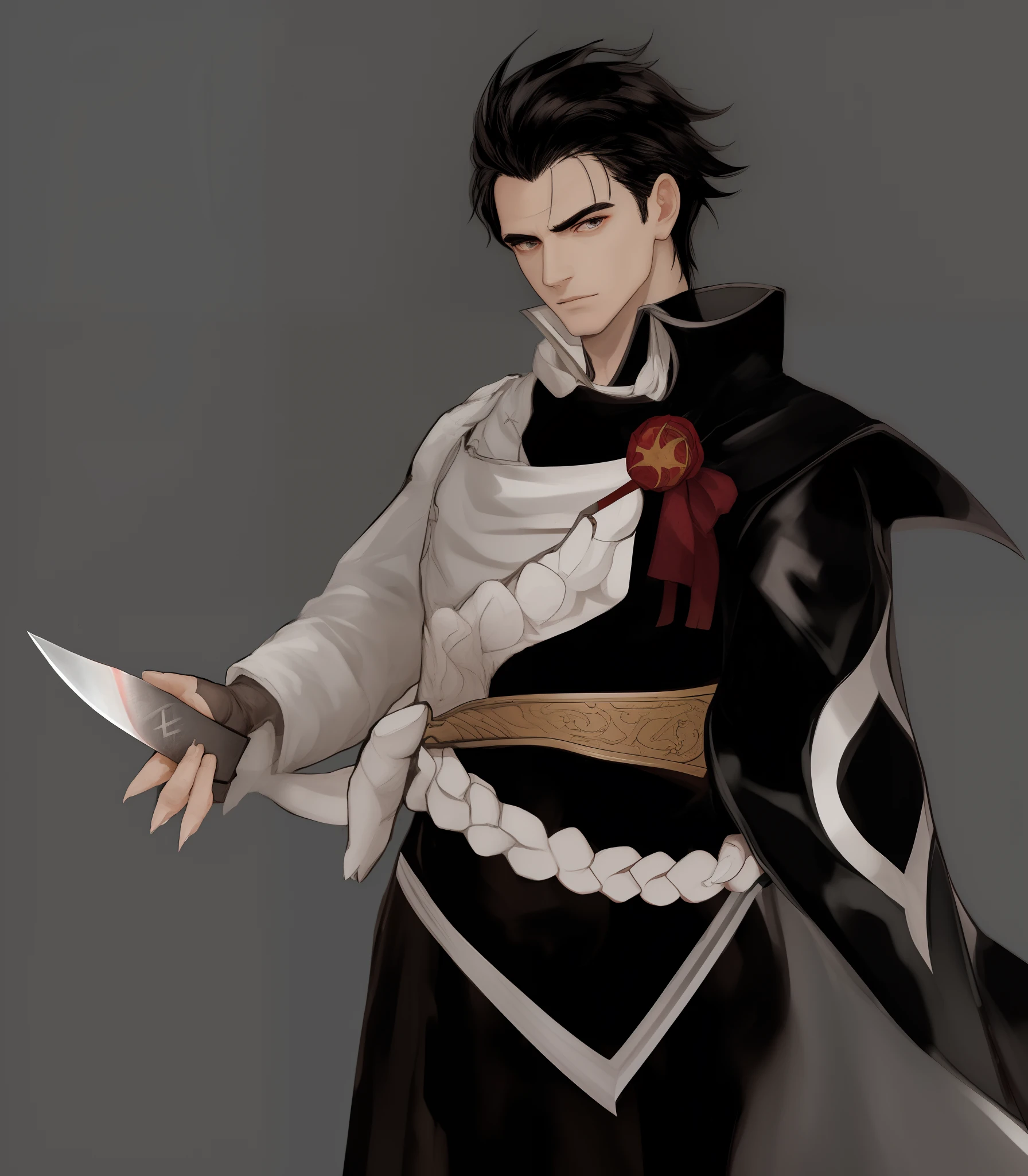 Hand with a black blade.