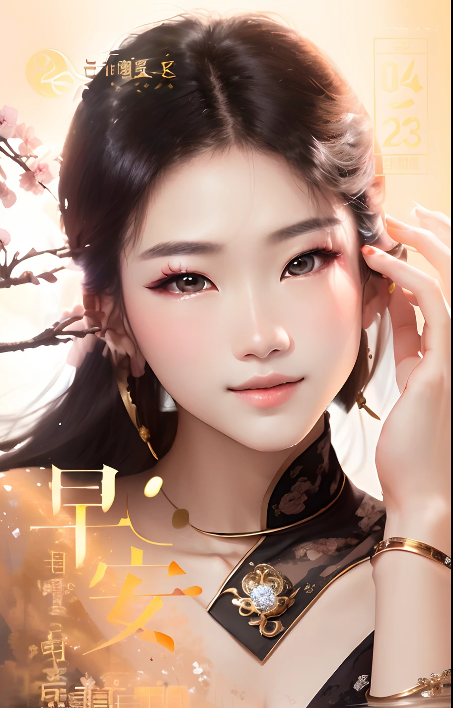 highres, ultra detailed, 2 girls, (cowboy shot:1.2), (blushing), Fulfilled, Delighted, Happy, very best smile, cute rip, cute lip, brown eyes, large pupil, pink eye-line, slender, (shiny skin:1.2), beautiful skin, (pupils sparkling), (black hair, fluffy hair, curly hair), (much haughty hair:1.5), elegant, cuticle hair, wind blow, scattering of light, BREAK,half up body sexyual pose (soft focus:1.2) on the Foreground, (Bokeh-filled Foreground:1.5), Shallow Depth of Field, Delicate Blur, Subtle Transitions, Depth and Atmosphere, masterpiece,ultra realistic,32k,extremely detailed CG unity 8k wallpaper, (bandana top:1.2), (bandana), a Naked sexy legs spread japanese female external genitalia vulva, labia, clitoris and vaginal opening are visible Sex with a man frontal facial expression horny woman wearing a cheongsam, (((masterpiece))), ((best quality)), ((intricate detailed)), ((Hyperrealistic)), absurd res, milf, mature woman, perspective, highly detailed, illustration, 1girl, ((large breasts)), perfect hands, detailed fingers, beautiful detailed eyes, updo hair, brown eyes, ( sexy chinese dress:1.2), earrings, detailed background, perfect eyes, seductive eyes, looking at the viewer, from front