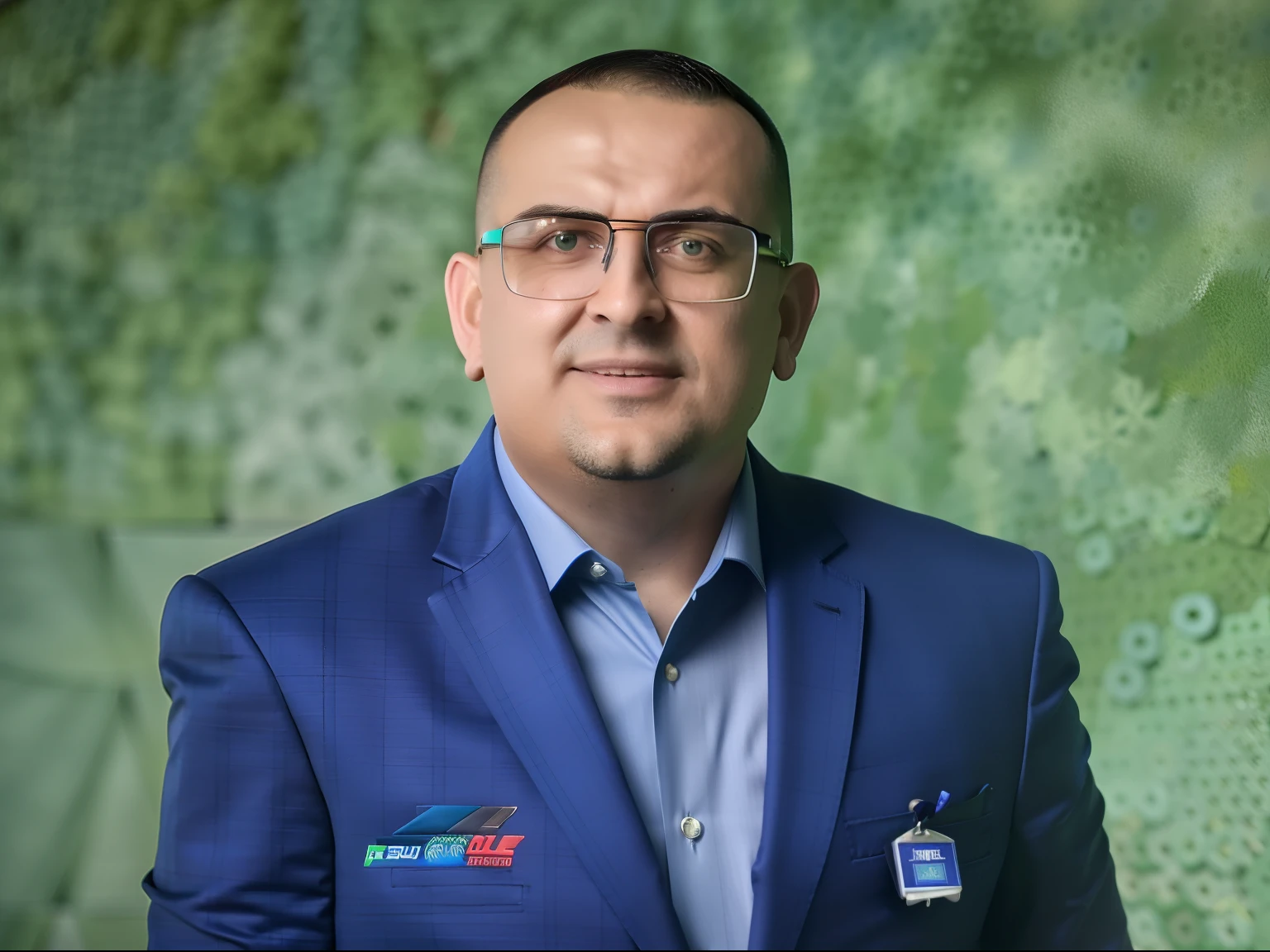 Man in blue suit and glasses in front of a green wall, Arauto Ortega, Carlos Ortega Elizalde, Mohamed Chahin, Erol Otus, Sam Nassour, mario martinez, pedro correa, edu souza, Farid Ghanbari, Roberto Bernardi placeholder image, Carlos Huante, victor maristane, Ahmad Merheb