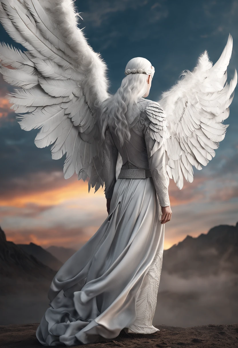 ultra realistic and extra large white angel wings with real feathers as a digital background on a white background, with cinematic lighting, ultra wide shot. Raphael Lacoste, trending on artstation, sharp focus, studio photo, intricate details, highly detailed, by greg rutkowski