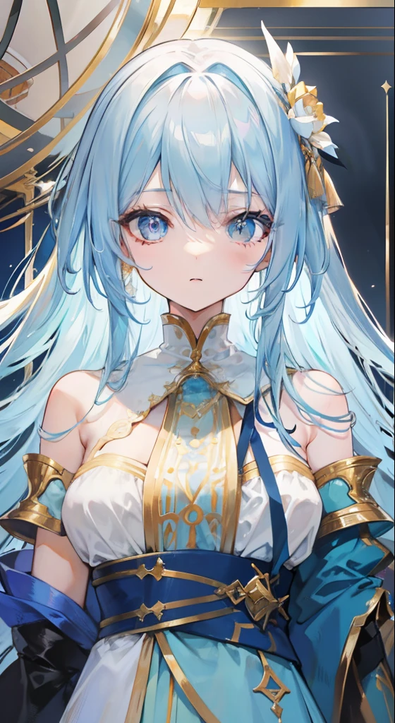 cute Long hair The eyes are blue and beautiful Visually appealing High resolution Elegance Anime Style Anxious look
