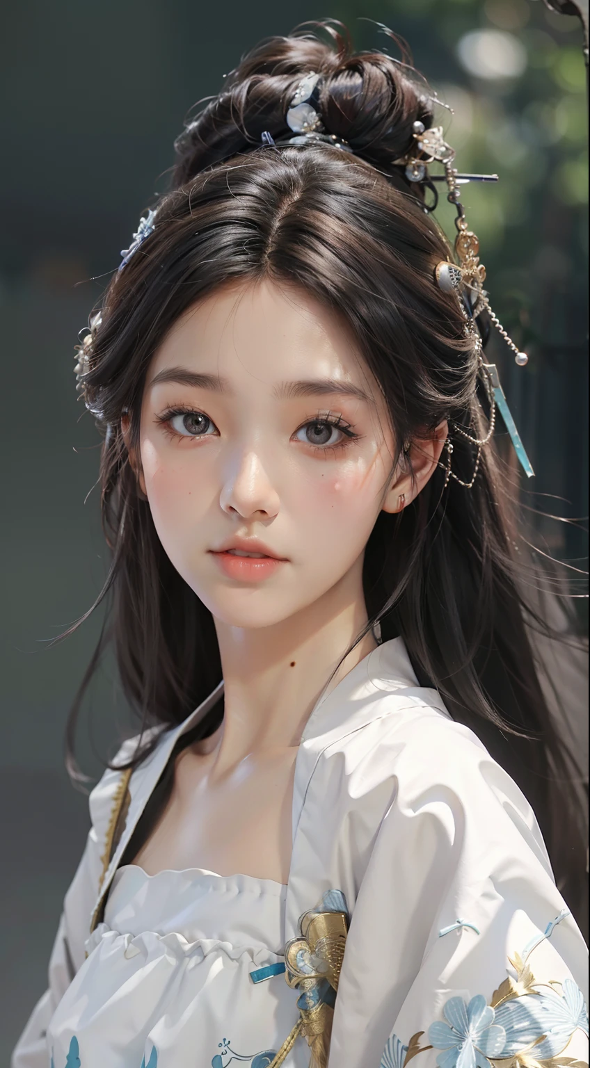 ((best best quality)), ((MasterPiece)), (Detail:1.4), 3D, A beautiful cyberpunk female image,HDR(high dynamic range),RayTrace,nvidia rtx,The ultra-Resolution,Unreal 5,Subsurface scattering、pbr texturing、postprocessing、Anisotropic Filtering、depth offield、Maximum Clarity and Clarity、Many-Layer Textures、Albedo and Specular map、Surface coloring、Mitsu-Accurate simulation of material interactions、Perfect Scale、octanerendering、Two-colored light、large aperture、low ISO、white balance、Rule of Thirds、8K RAW、beautiful bright pupils,flowing robe,Fine pupils,Detailed face and eyes,Long Lashes,Blushlush,voluminous hair,Tender red lips