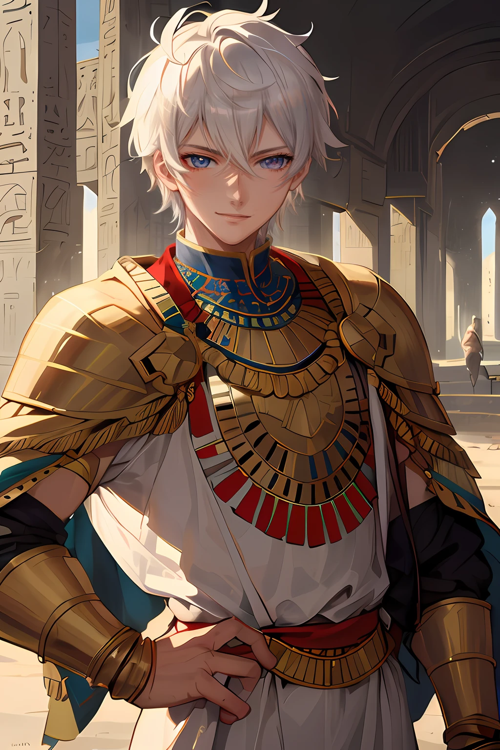Personaje de anime con cabello blanco y ojos rojos en un edificio, ojos rojos, sonriendo, rostro varonil, Tendencias en ArtStation Pixiv, Arte detallado del personaje de anime, Arte Casimiro, Keqing de Genshin Impact, Arte detallado del anime digital, Arte Oficial, Chico guapo en el arte de Demon Slayer, Arte de anime clave detallado, beautiful androgynous prince, Chico alto de anime con ojos azules, Genshin, Arte clave del anime