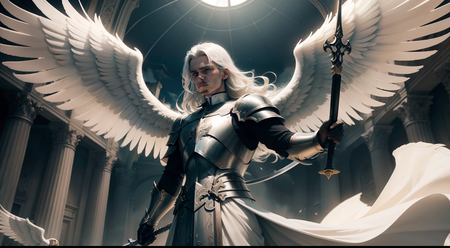 seraphim angel rosto coberto por asas anjos fortes (MIGUEL E GABRIEL) Serafins da biblia, grande batalha combate ataque, coming from heaven with shining spears and swords, na planeta Terra, Ultra realista