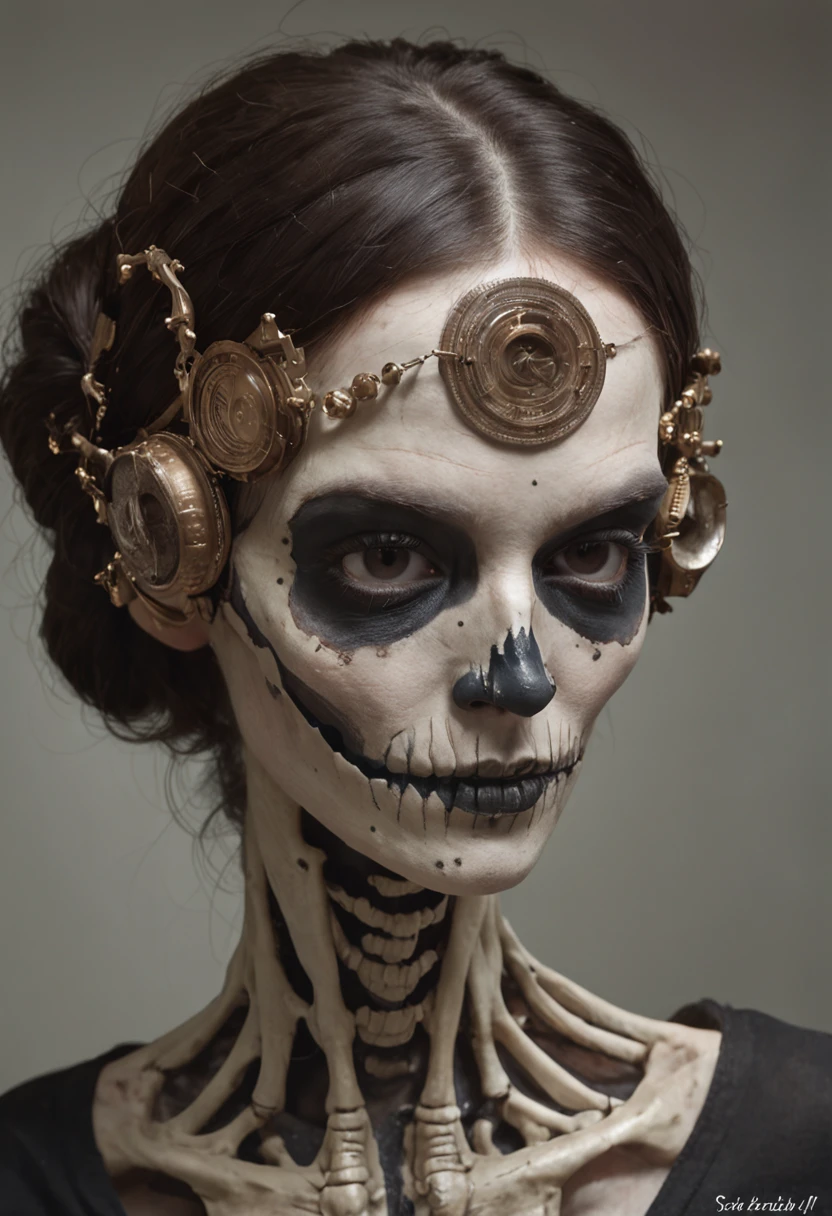 There is ugliness in beauty, But there is also beauty in ugliness. Skeleton. In the style of Adrian Ghenie, Esao Andrews, Jenny Saville, Edward Hopper, surrealism, Dark Art par James Jean, Takato Yamamoto, Minimalism inkpunk