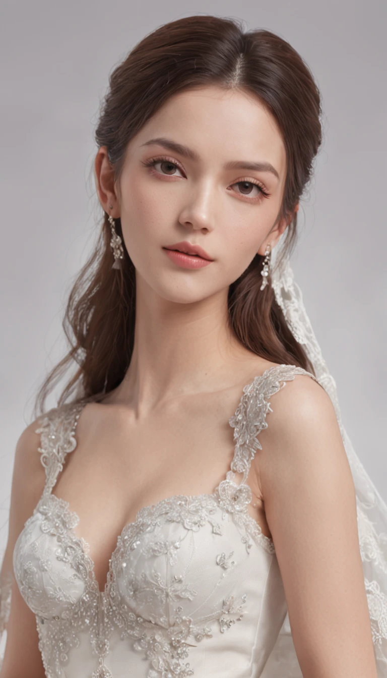 (professional 3d render:1.3) af (Realistic:1.3) most beautiful artwork photo in the world,tmasterpiece,best qualtiy,Private room photos,Star Girl,wedding photo,Full body photo of the front,Bigchest,Raised sexy,cropped shoulders,Open navel,show legs,black lence stockings,White heels,Horsetail hair,Black color hair,Seductive expressions,White wedding dress,Lace craftsmanship,Dignified temperament,still face,Full body photo,Private photo,Angel wings,Angel face,necklace gold,White jade bracelet,Silver-toned stud earrings,White cape
