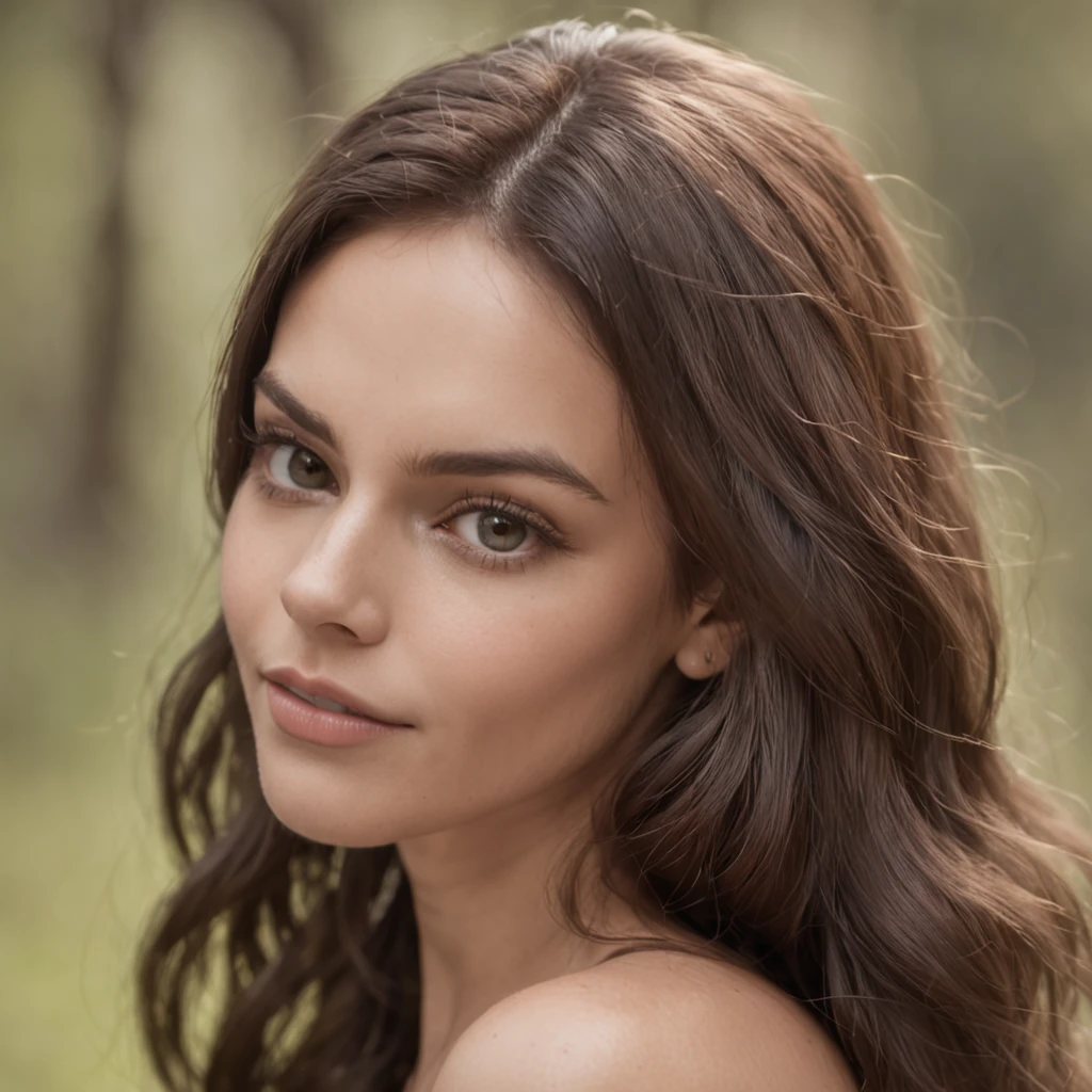 melhor qualidade, foto realista, 4k, linda garota morena, olhos verdes, rosto lindo perfeita, peito pequeno, pele clara,