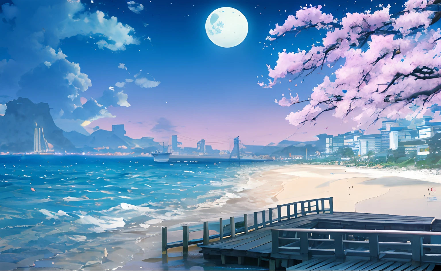 Spring River tide,Lian Haiping,Bright moon on the sea,Symbiosis。
