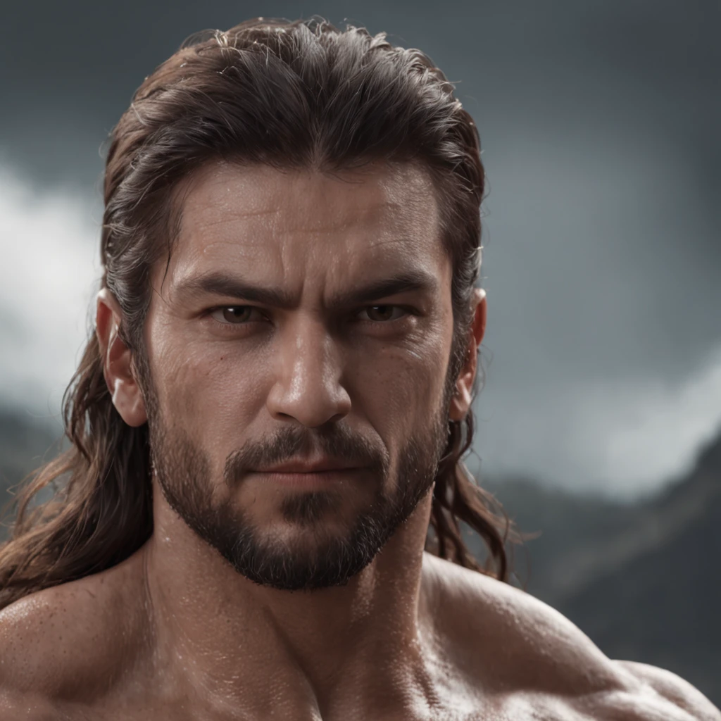 (Professional 3D rendering:1.3) de (Realistic:1.3) Foto de arte mais bonita do mundo,Features soft, bright male heroes, ((Epic hero fantasy rough muscular man wet hero angry look long hair short beard and fierce expression in dynamic pose, fantastic location, majestoso ambiente desordenado)), corpo inteiro 8k unidade render, action shot, poros da pele, very dark lighting, sombreamento pesado, circunstanciado, Rosto detalhado, (vibrante, fotogrdeia realista, Realistic, Dramatic, Escuro, foco nítido, 8k), (Old leather clothes damaged by bad weather:1.4), ((((Use peles)))), (intrincado:1.4), decadente, (altamente detalhado:1.4), pintura digital, rendering by octane, art stations, Conceito-Arte, liso, foco nítido, illustration, germe da arte, (Loish:0.23), Wlop Ilya Kuvshinov, e Greg Rutkowski e Alphonse Mucha Gracias, (global ilumination, studiolight, Light Volumetric), chuva forte, floating particles, patife, fantasia, Onze, corpo inteiroesbian, ((Fundo escuro e antigo da cidade:1.3)),CGSesociedade,art stations