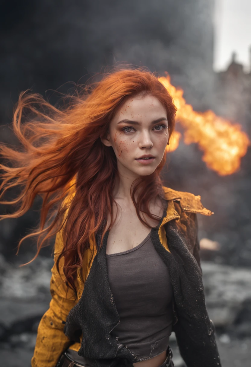 Realistic portrayal, shattered glass effect, vibrant yellow flames, ethereal sparks, mesmerizing colors, fierce yet graceful woman, intense gaze, flowing fiery hair, dynamic mid-air pose, shattered surroundings, urban chaos background, cinematic backlighting, powerful contrast, post-apocalyptic vibe, 85mm prime lens, Canon EOS R6, wide aperture, HDR enhancement, 4k resolution, visual narrative, emotional intensity, a phoenix emerges. ::n_ bad colors, nude, manga, 3d, ugly, jpg artifacts, anime, cartoon, worst quality, low quality, EasyNegative, paintings, sketches, normal quality, airbrushed, makeup cropped, deformed, deformed, noisy, blurry, distorted, semi-realistic, cgi, render, sketch, watermark, Bad proportions, unfocused, hazy, indistinct, copied visage, trimmed, cut, shortened, distorted, misshapen, malformed, copy, replicate, reproduce, compression artifacts, digital noise, pixelation, inferior standard, subpar grade, branding, logo, lowest standard, poorest grade, worst resolution, excessive saturation, oversaturation, poorly drawn, weird colors, blurry, harsh shadows, extra limbs, muscular, painting, digital, render, anime, sketch, saturated, frame, border, edging, trim, casing, deformed, gross proportions, malformed limbs, kitschy, smooth, plastic, low-resolution, deep-fried, poor lighting, poor composition, underexposed, poor contrast, low contrast, flat lighting, harsh shadows, blown highlights, crushed blacks, color cast, color fringing, chromatic aberration, moiré patterns, banding, posterization, noise, compression artifacts, halos, bad anatomy, bad proportions, fused fingers, incorrect hands, extra fingers