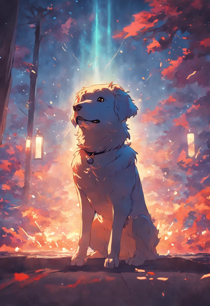 dog colie, colorful, vintage style, (t-shirt design), realistic volumetric light of masterpiece