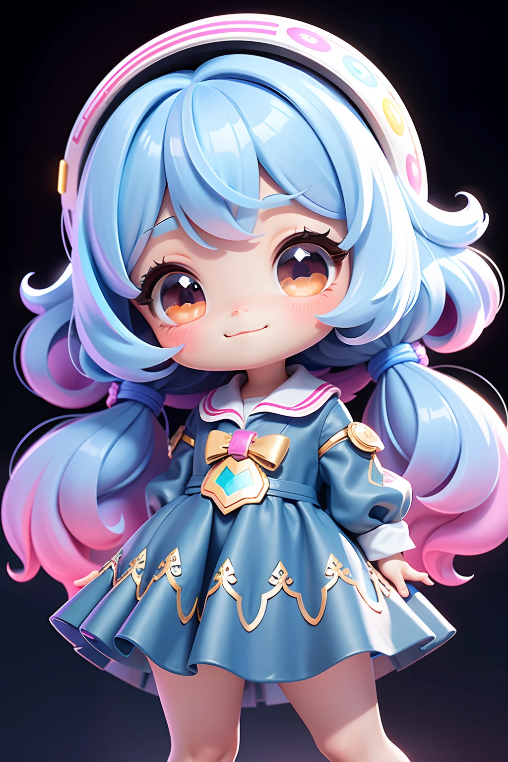 Loli Menina, olhos delicados e definidos, sorriso delicado e definido, opalescente, Perolescente, Holographic,  fundo escuro