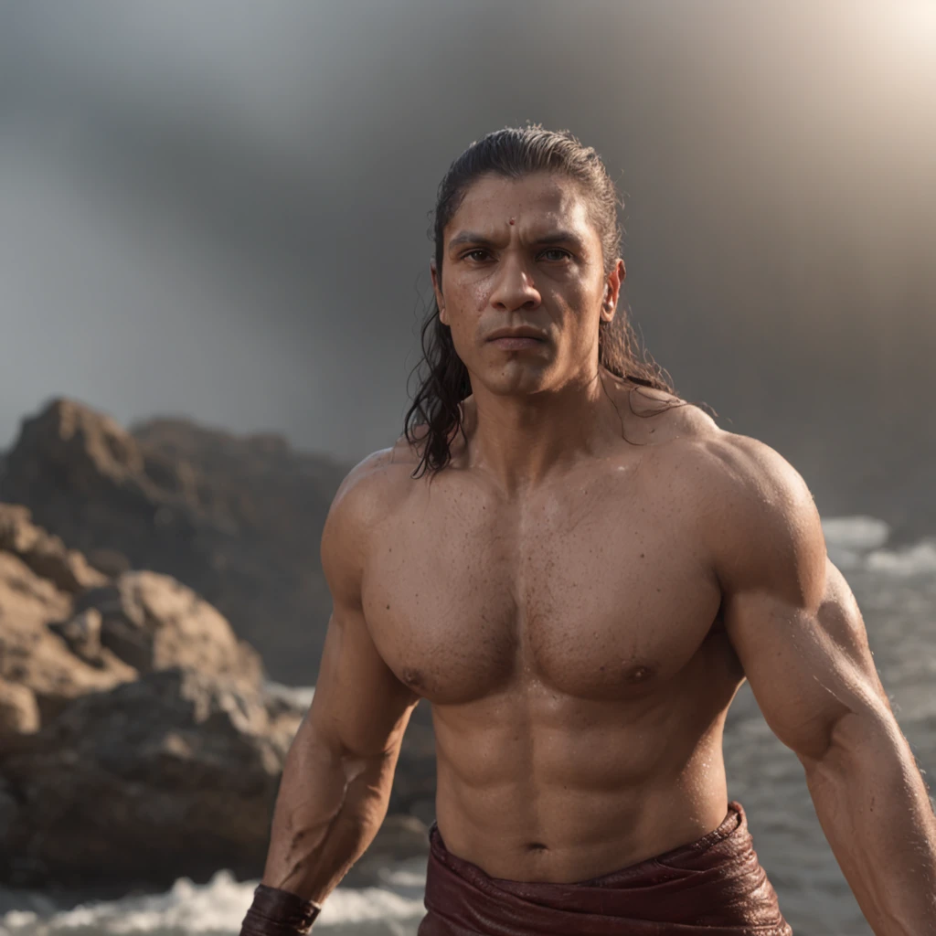 (Professional 3D rendering:1.3) de (Realistic:1.3) Foto de arte mais bonita do mundo,Apresenta gurus indianos masculinos suaves e brilhantes, ((Guru Epic Fantasy Rough Muscular Man Wet Hero Angry Look Long Hair Short Beard and Fierce Expression in Dynamic Pose, fantastic location, majestoso ambiente desordenado)), corpo inteiro 8k unidade render, action shot, poros da pele, very dark lighting, sombreamento pesado, circunstanciado, Rosto detalhado, (vibrante, fotogrdeia realista, Realistic, Dramatic, Escuro, foco nítido, 8k), (Old leather clothes damaged by bad weather:1.4), ((((Use peles)))), (intrincado:1.4), decadente, (altamente detalhado:1.4), pintura digital, rendering by octane, art stations, Conceito-Arte, liso, foco nítido, illustration, germe da arte, (Loish:0.23), Wlop Ilya Kuvshinov, e Greg Rutkowski e Alphonse Mucha Gracias, (global ilumination, studiolight, Light Volumetric), chuva forte, floating particles, patife, fantasia, Onze, corpo inteiroesbian, ((Fundo escuro e antigo da cidade:1.3)),CGSesociedade,art stations