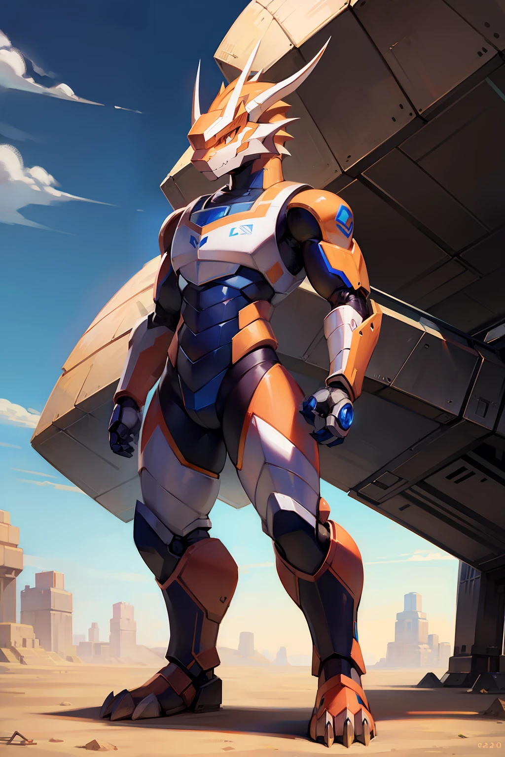 Robot dragon,Standing in the desert