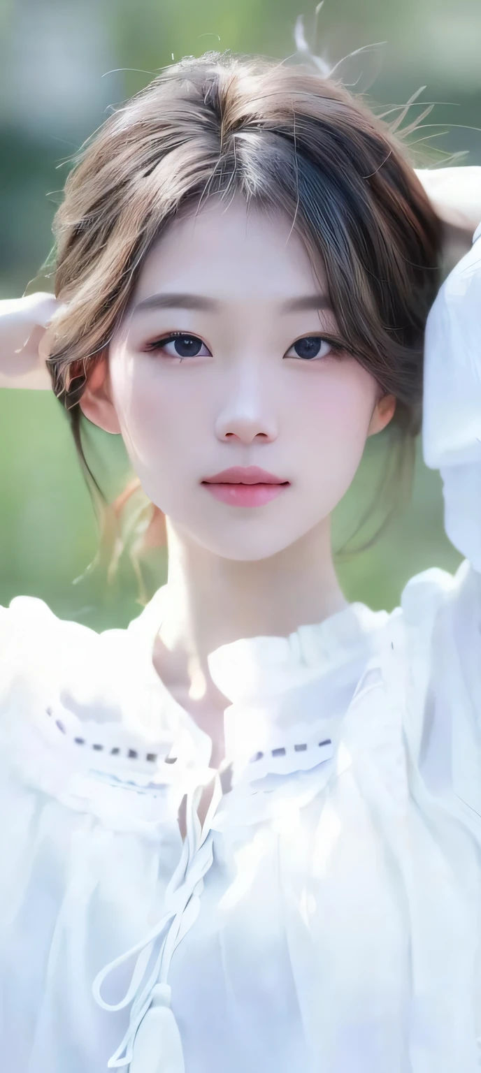 a close up of a woman with a white shirt on posing for a picture, cute delicate face, young lovely Korean faces, beautiful delicate face, beautiful aesthetic face, girl cute-fine face, with cute - fine - face, beautiful Korean women, wan adorable korean face, cute-fine-face, Cute - fine - face, Cute natural anime face