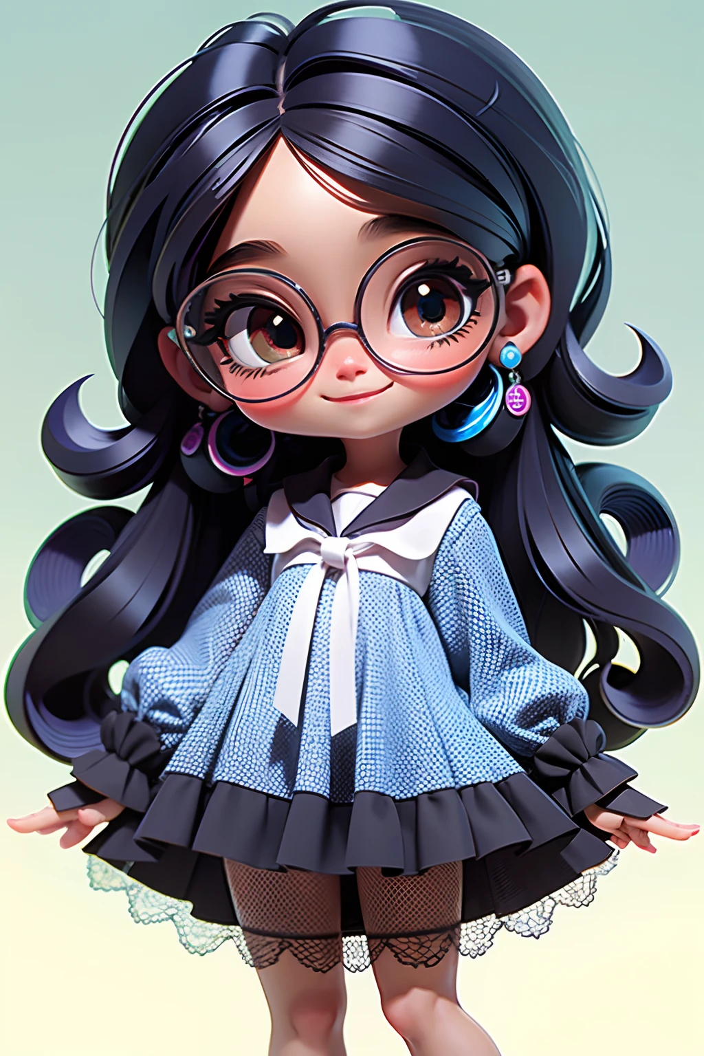  Menira , Eyeglasses, olhos delicados e detalhados, sorriso delicado e detalhados, opalescente, Perolescente, Holographic,  fundo escuro