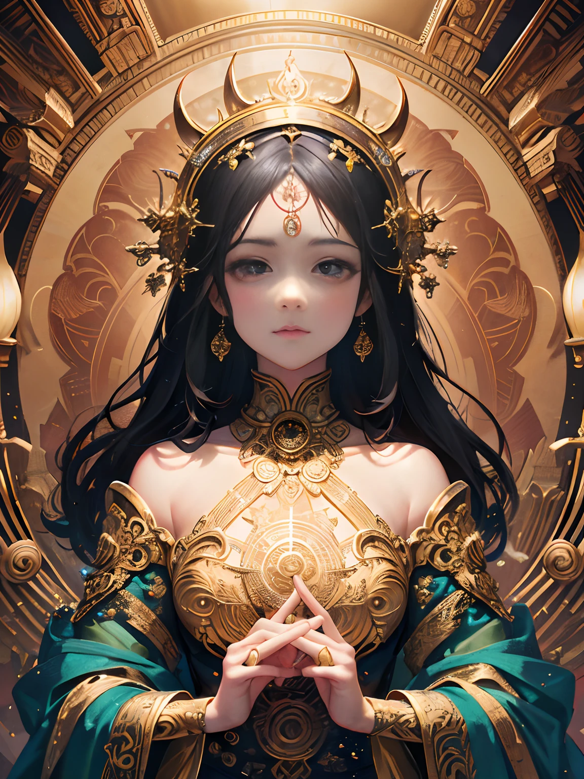 Arad image of a woman in a golden dress with horns, a beautiful fantasy empress, Art germ. anime illustration, Goddess. Extremely high detail, 2. 5 D CGI anime fantasy artwork, Guviz-style artwork, Art germ on ArtStation Pixiv, Phlegm sputum, phlegm | Art germ, Guweiz on ArtStation Pixiv