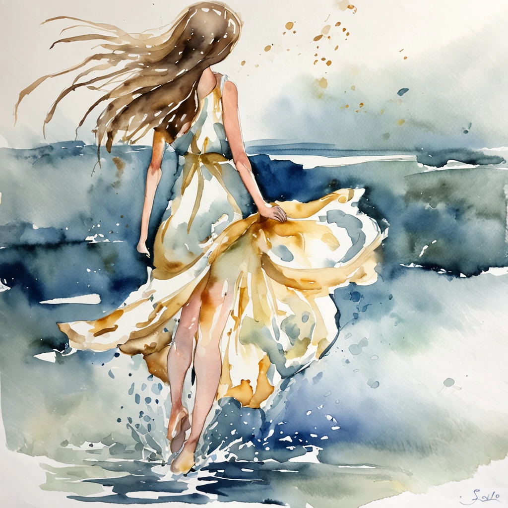 obra-prima, melhor qualidade, absurdos, 插圖, aquarela, 1menina, jovem, On the water, solo, cabelo longo, vestido, saia, segurar, sem mangas, bare-legged, ombros nus, standingn, abstrato escuro fluido arte, (Gold and marble: 0,6), (splash: 1,2), redemoinhos, fluxo, dynamic, expressivo, intrincado, cores suaves, (contraste: 1,2), ao ar livre, nuvem, heaven, water, splashed water, rainbowart, (vestido apertado: 0,5), (azul, vermelho, rosa, conjuntos de flores) ((Holographic iridescence Clothing: 1,3)