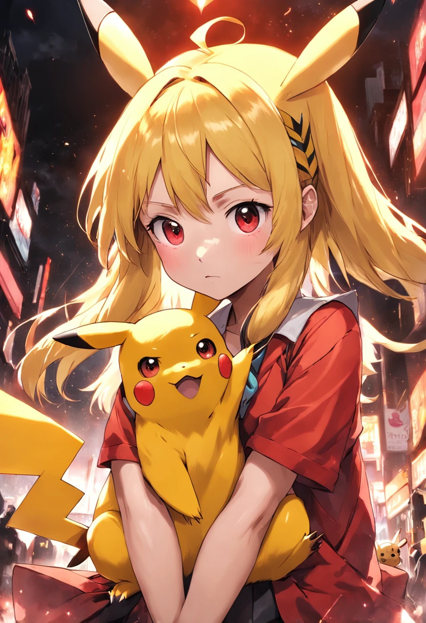 Pikachu is playful and cute,Liveliness and agility,Yellow soft hairs,red blush,sparkling big eyes,Cute little pointed ears。(Pikachu:1.5)