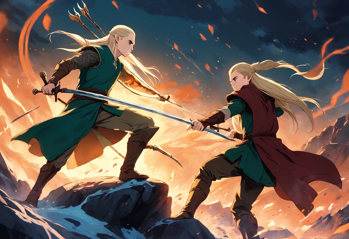 legolas y aragon luchando entre ellos
