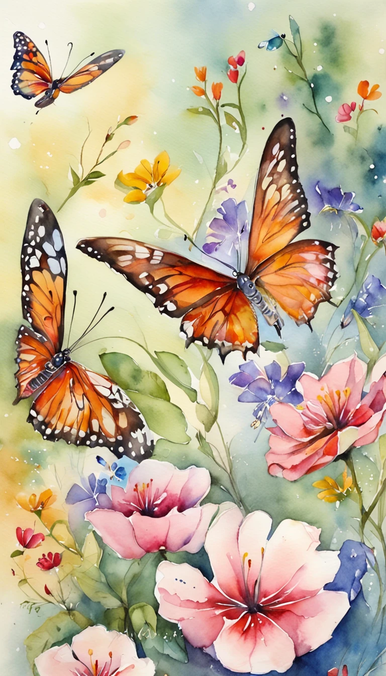 Flores silvestres en primer plano, 插圖, Small flying elephants with butterfly wings, Multicolores, Masutepiece、Realismo Hentail.