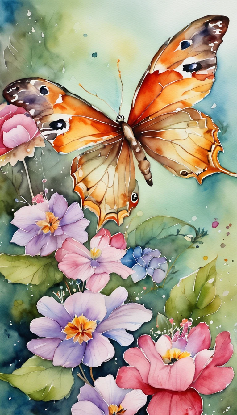 Flores silvestres en primer plano, 插圖, Small flying elephants with butterfly wings, Multicolores, Masutepiece、Realismo Hentail.