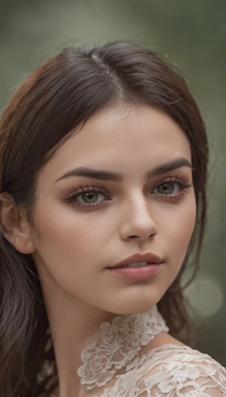 melhor qualidade, foto realista, 4k, linda garota morena, nsfw, olhos verdes, corpo completo, lingerie, rosto lindo perfeita, peito pequeno, pele clara,::n_feia, Mutations, ugly hands, texto,