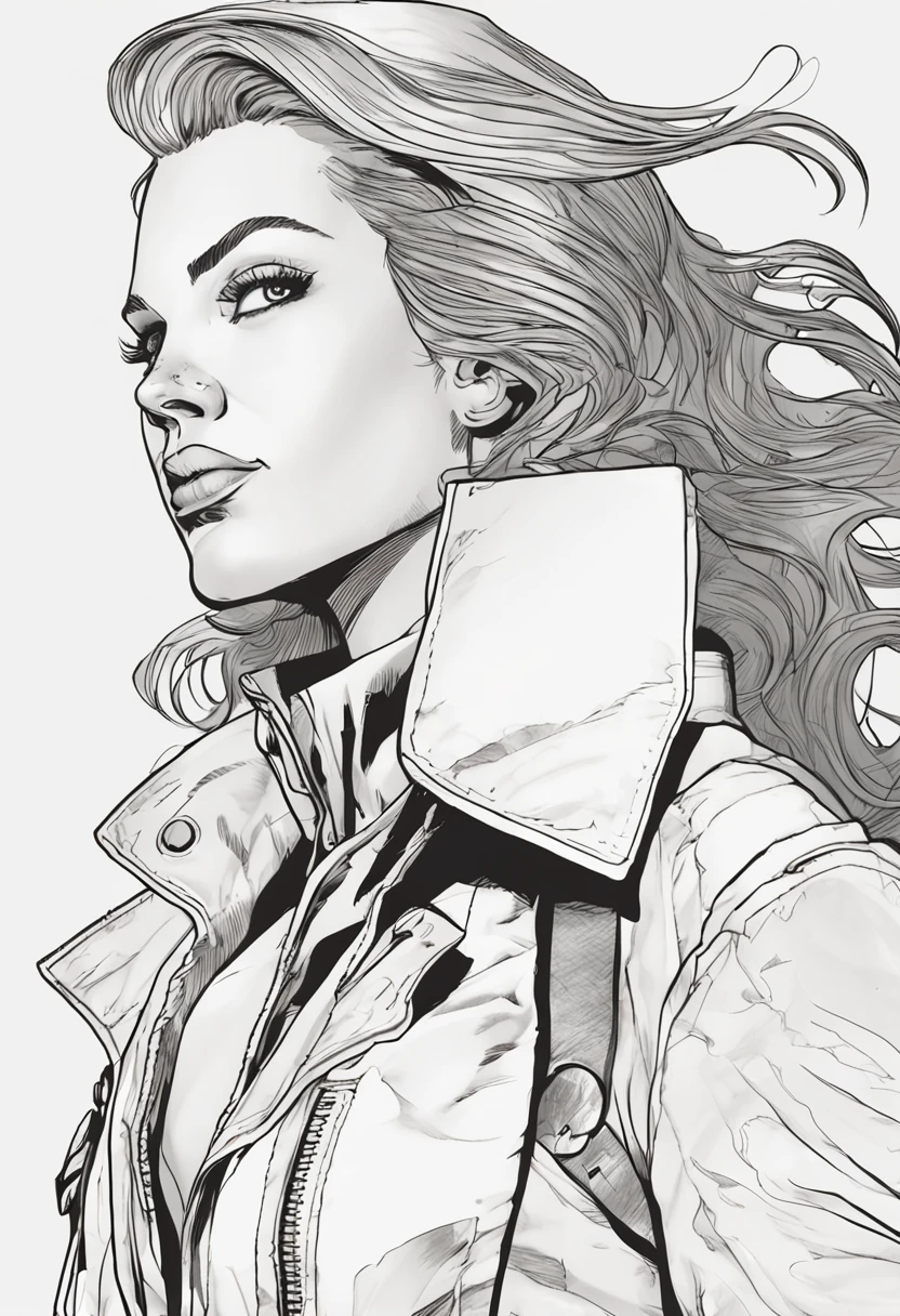 um close up de uma pessoa em um trench coat e jeans, arte oficial do personagem, official character illustration, adam hughes, Closeup da arte do personagem, pesquisadora do sexo feminino, Retrato de corpo inteiro de Jean Grey, arte detalhada do personagem, retrato detalhado do caractere, arte da capa dos quadrinhos de phil noto, Anya, Spy X Family, full-colour illustration, protagonista feminina, Dinah Drake, roupas de detetive